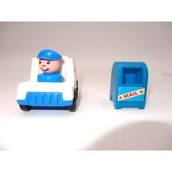 Fisher Price Little People Main Street Mail Truck Mail Box and Mailman Vintage - Picture 2 of 12